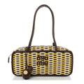 Miu Miu Woven Calfskin Small Beau Top Handle Bag Acero Sole Talco