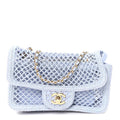 Chanel Mesh Macrame Small Flap Bag Light Blue front view