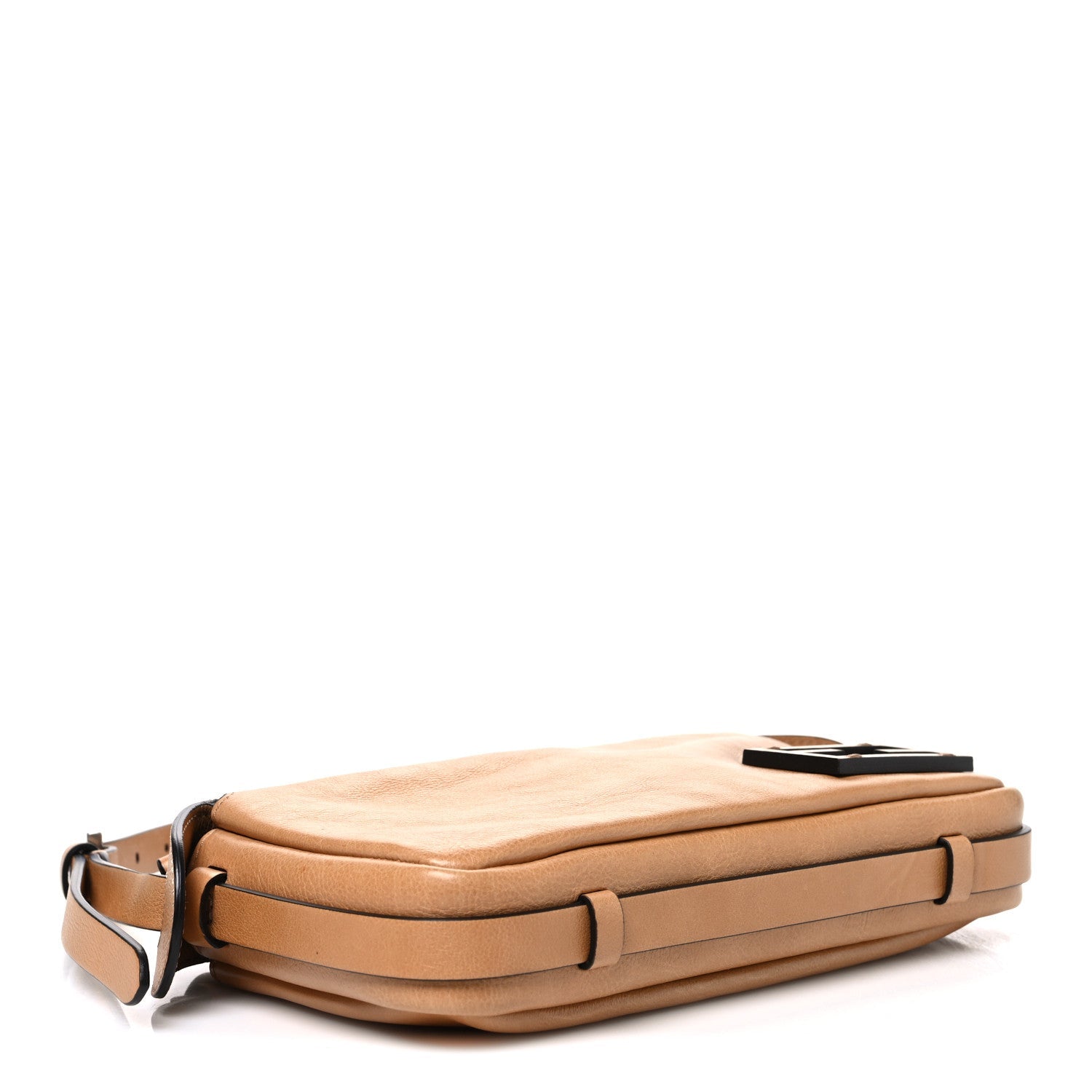 Fendi Vitello Mini Simply Fendi Shoulder Bag Miele Scuro