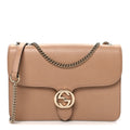 Gucci Dollar Calfskin Interlocking G Shoulder Bag Camelia