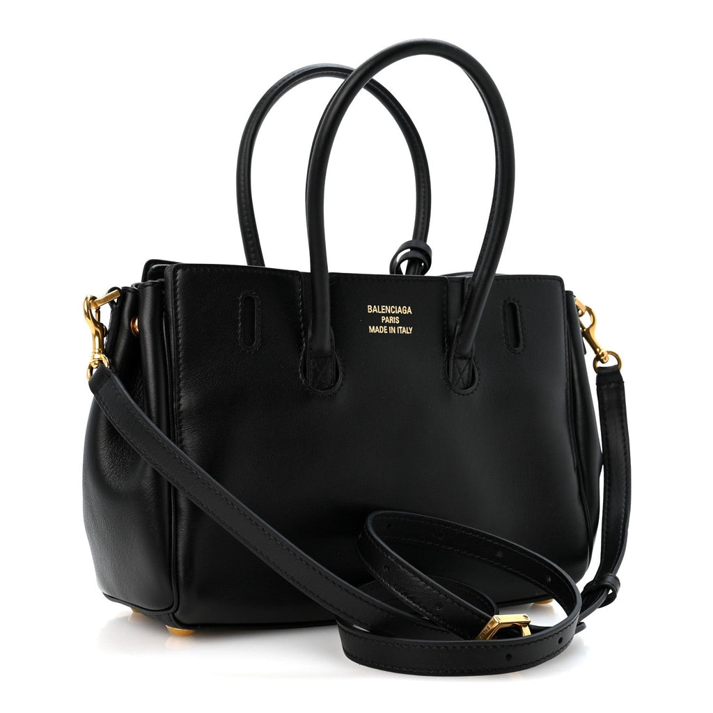 Balenciaga Smooth Calfskin Mini Bel Air Carry All Bag Black