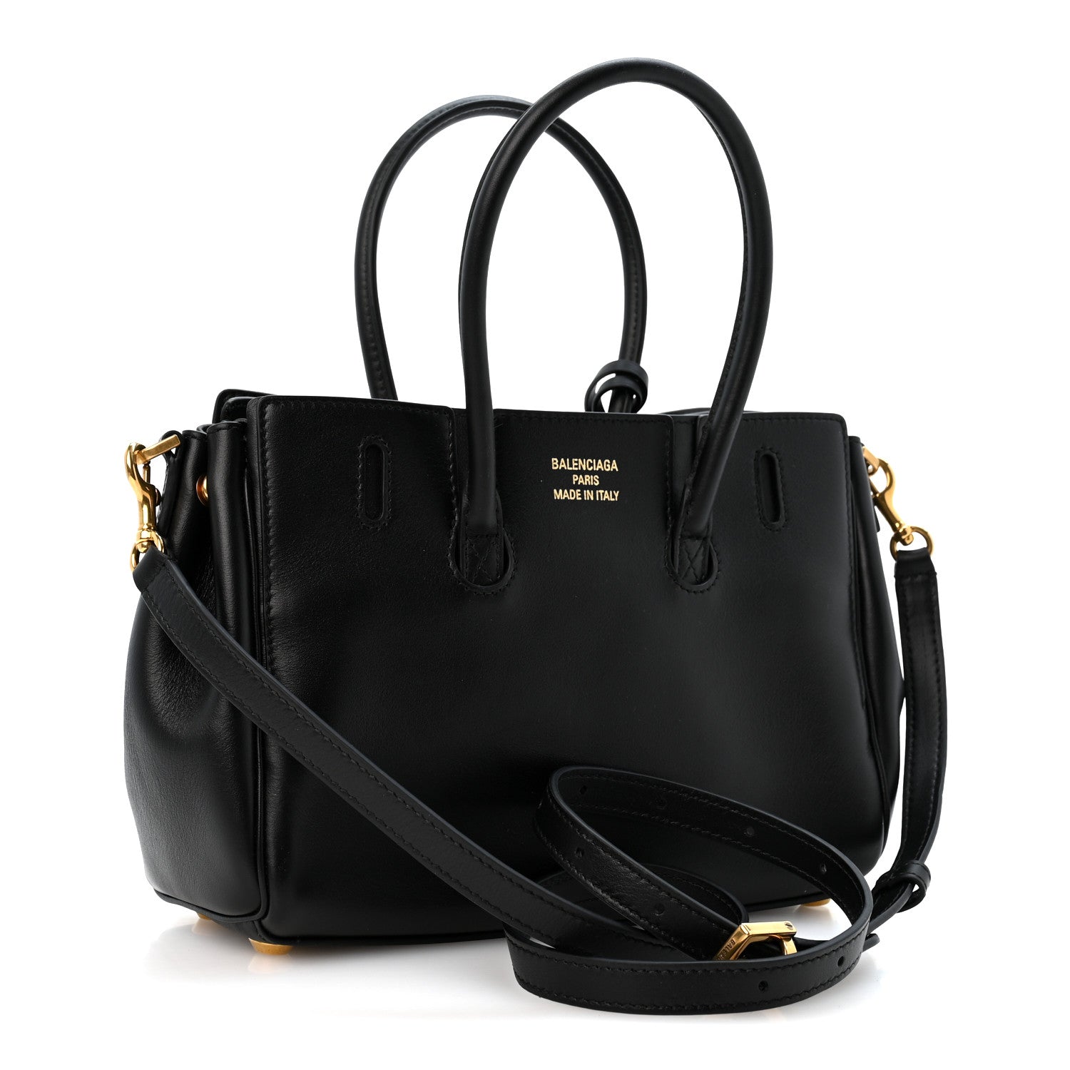 Balenciaga Smooth Calfskin Mini Bel Air Carry All Bag Black