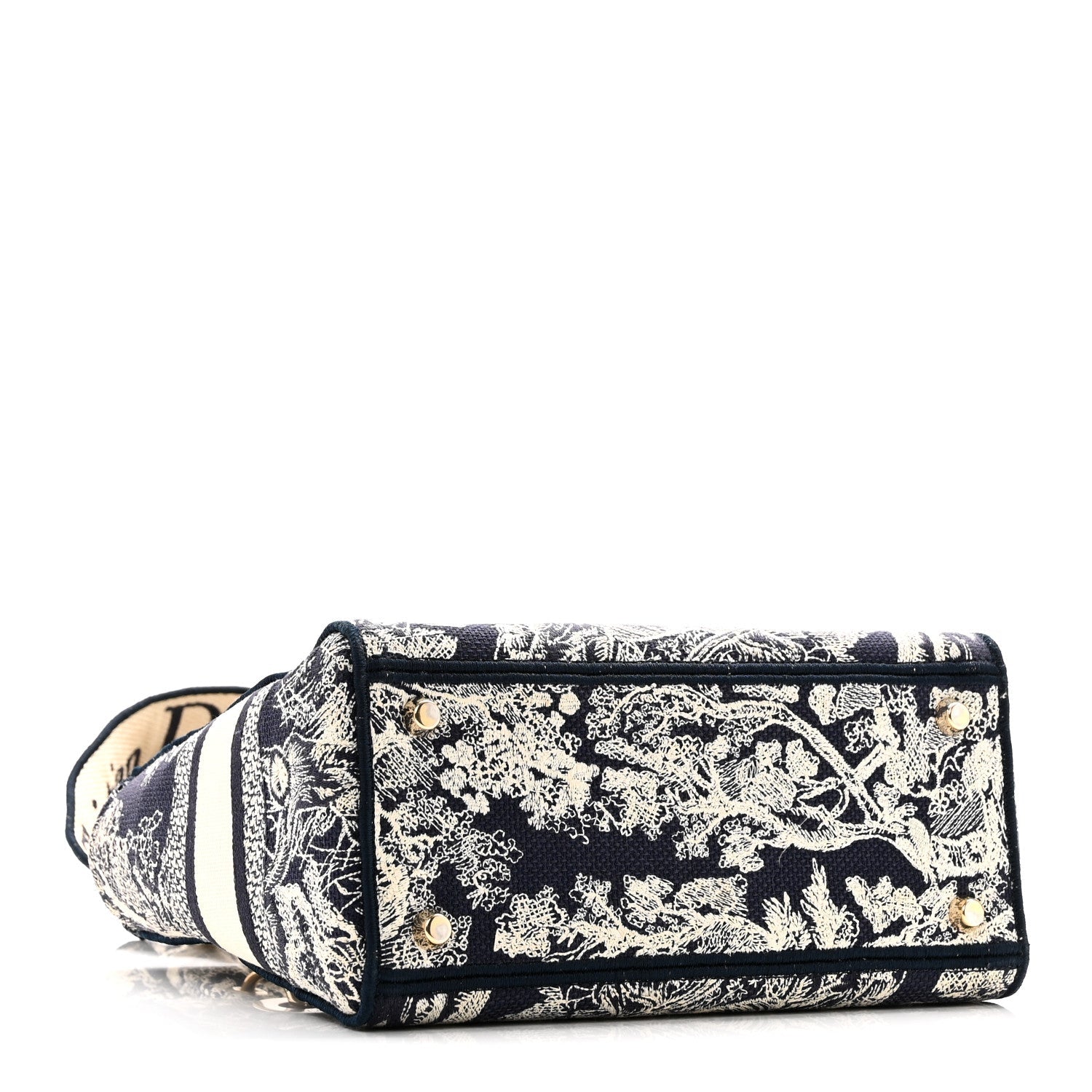 Dior Canvas Toile De Jouy Embroidered Medium Lady D-Lite Navy