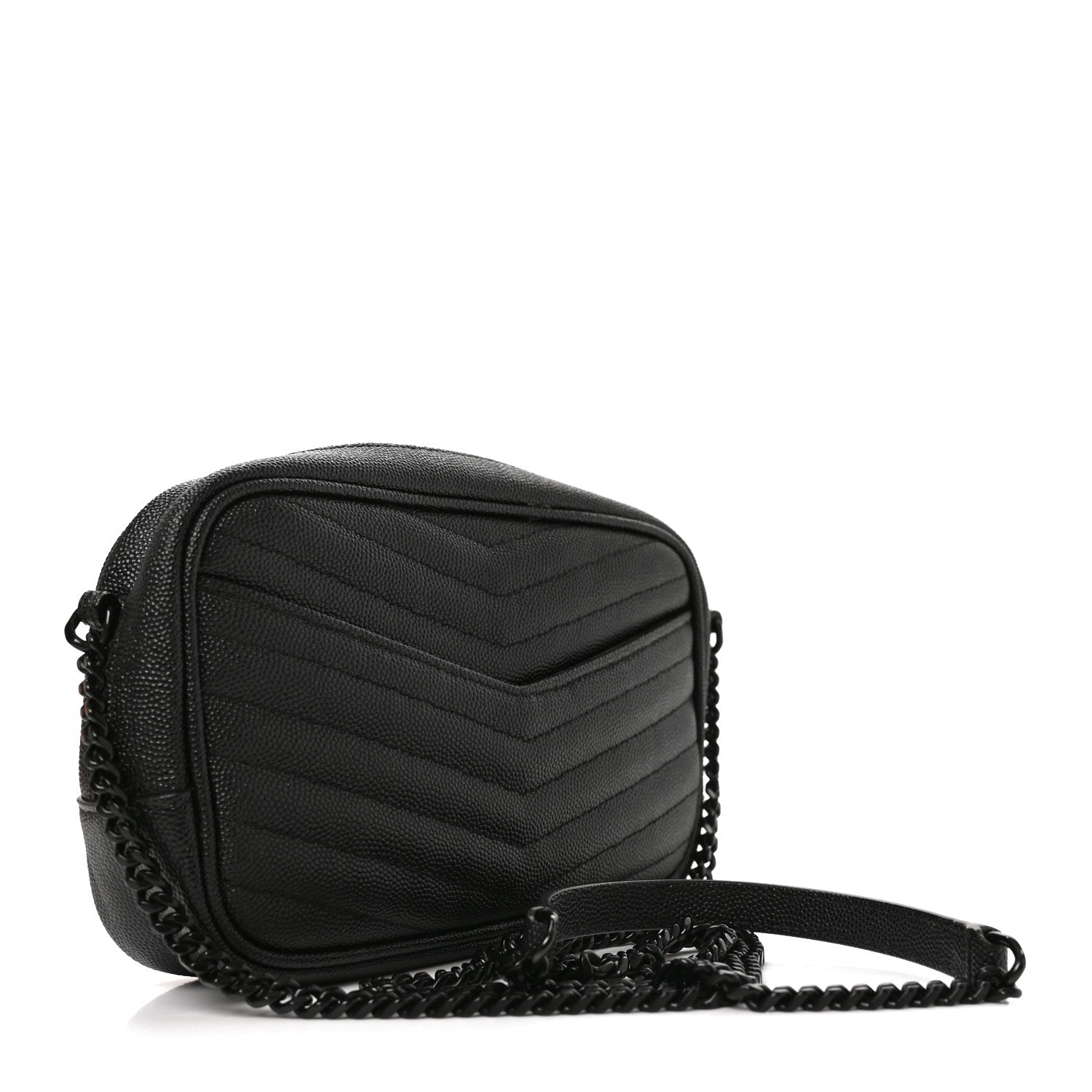 Saint Laurent Grain De Poudre Matelasse Monochrome Monogram Mini Lou Camera Bag Black