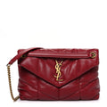 Saint Laurent Lambskin Quilted Small Loulou Puffer Monogram Chain Satchel Red