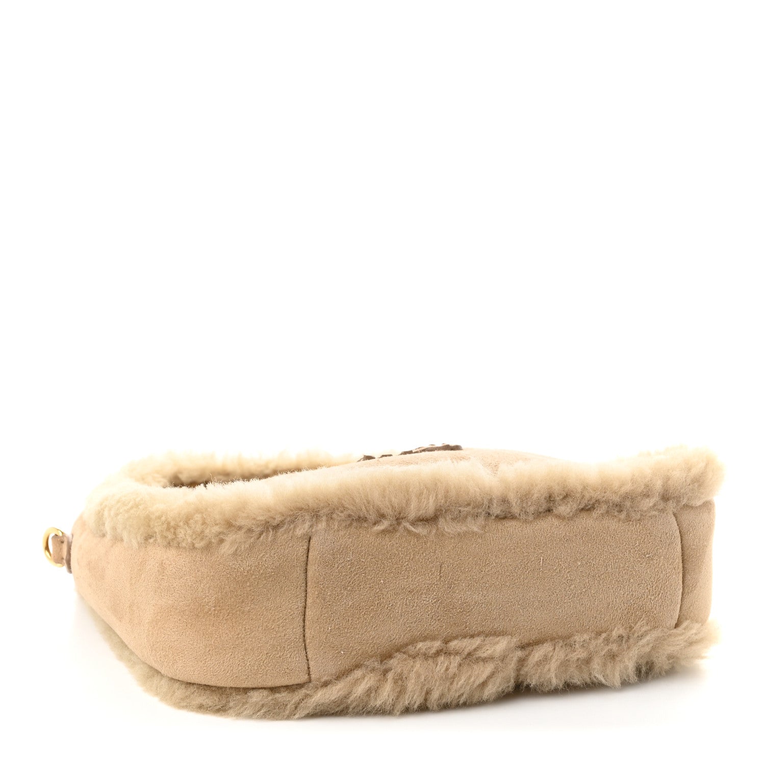 Miu Miu Suede Shearling Mini Wander Hobo Sabbia
