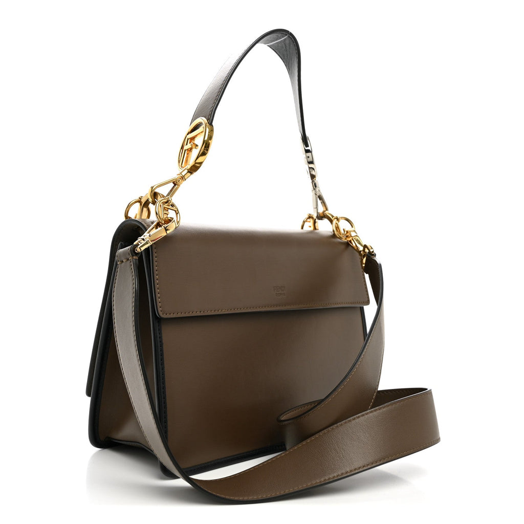 Fendi Vitello Century F is Fendi Bi-Color FF 1974 Embossed Kan I Shoulder Bag Maya Black