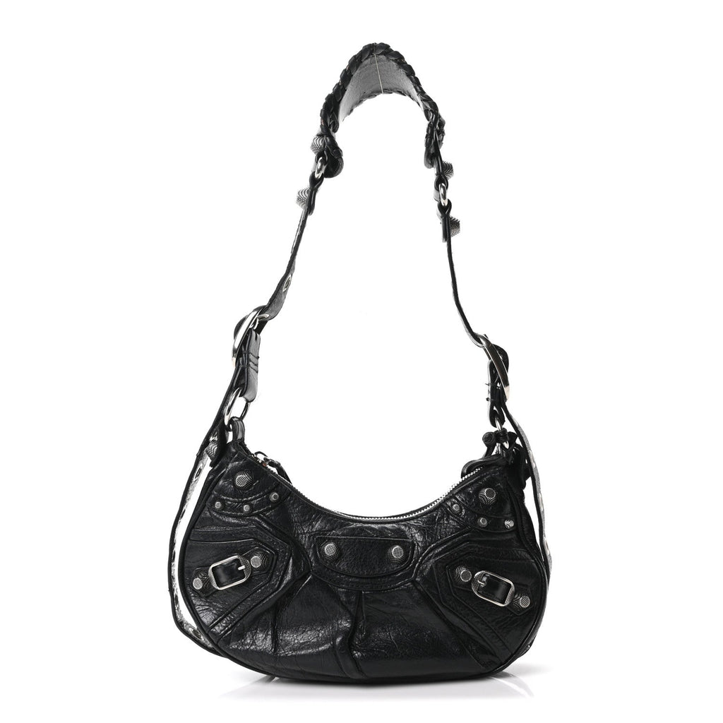 Balenciaga Agneau Arena Le Cagole Shoulder Bag XS Black