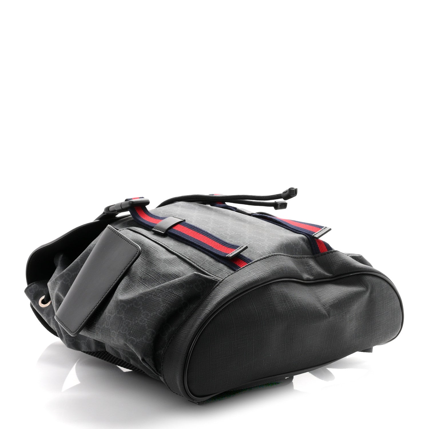 Gucci Soft GG Supreme Monogram Calfskin Web Double Buckle Backpack Black