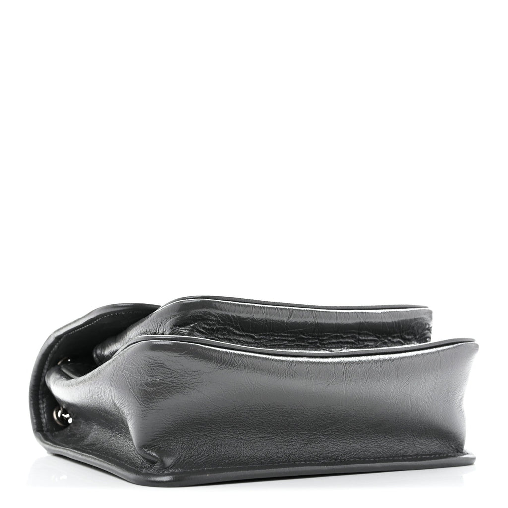 Saint Laurent Crinkled Calfskin Matelasse Monogram Baby Niki Chain Satchel Storm