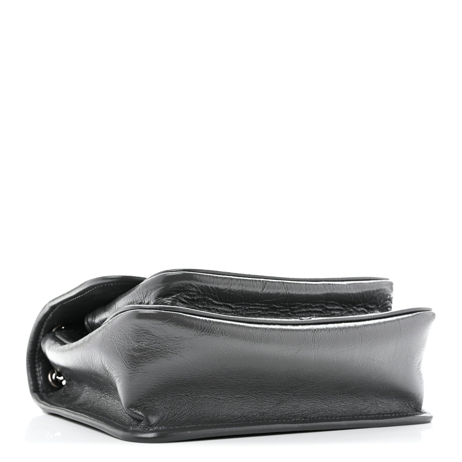 Saint Laurent Crinkled Calfskin Matelasse Monogram Baby Niki Chain Satchel Storm