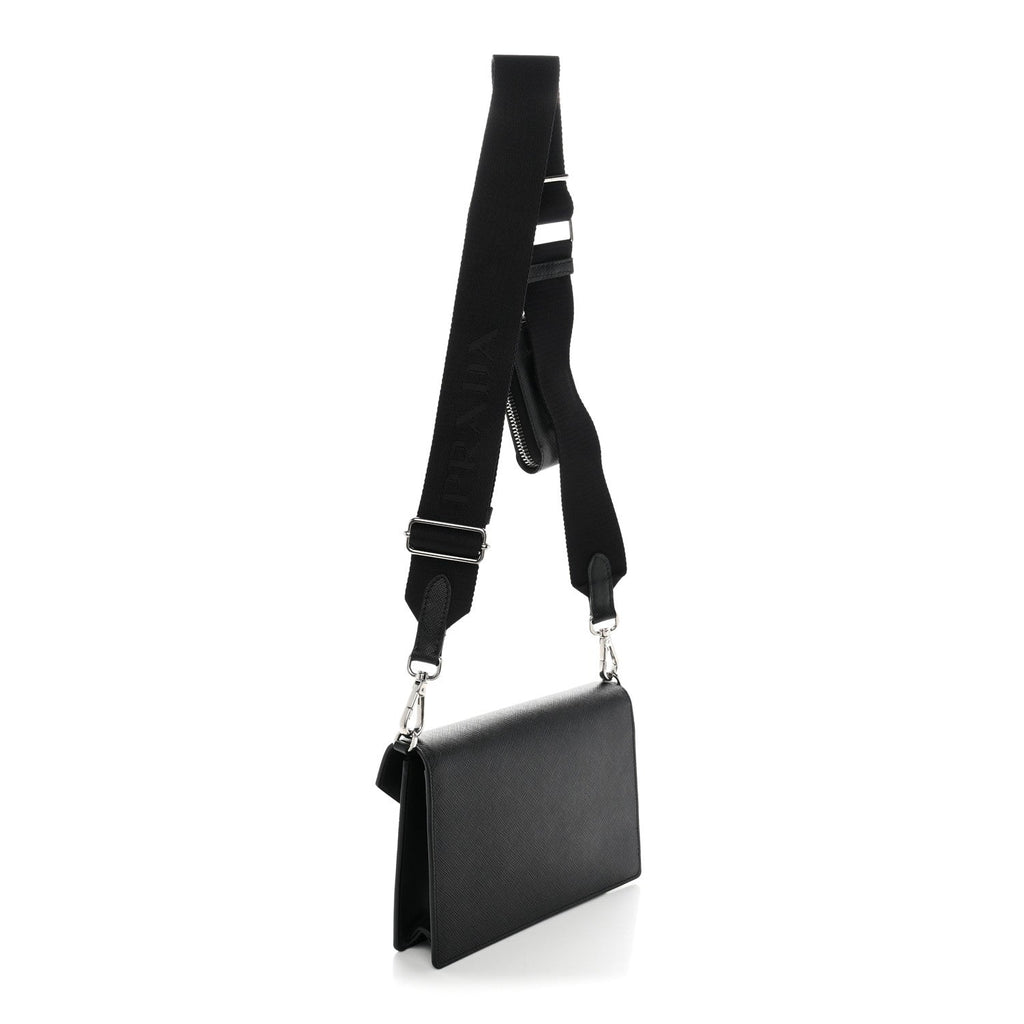 Prada Saffiano City Calf Mini Envelope Bag Black
