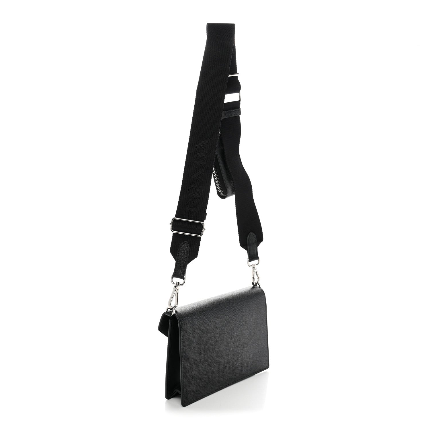 Prada Saffiano City Calf Mini Envelope Bag Black
