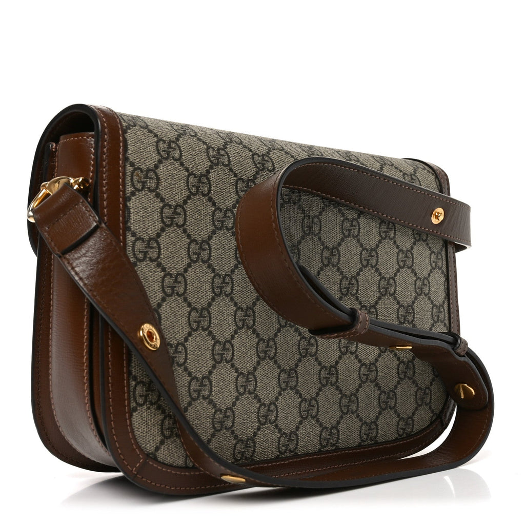 Gucci GG Supreme Monogram Horsebit 1955 Shoulder Bag Beige Brown Sugar