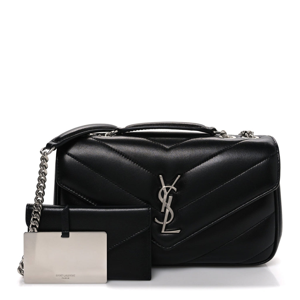 Saint Laurent Lambskin Chevron Quilted Small LouLou Black
