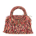 Chanel Raffia Fringe Nano Kelly Shopper Red Beige Black