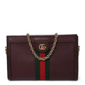 Gucci Calfskin GG Web Small Ophidia Chain Shoulder Bag Vintage Bordeaux