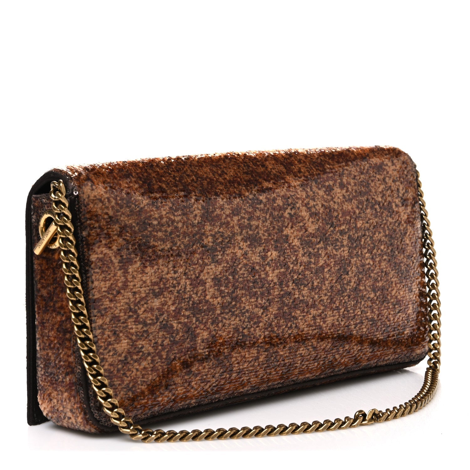 Saint Laurent Sequin Satin Monogram Tassel Kate 99 Brown