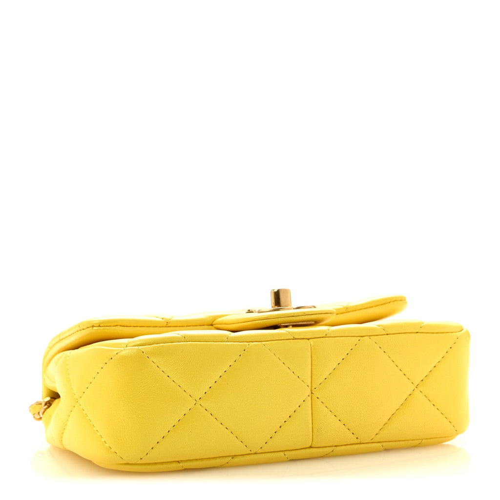 Chanel Pearly Lambskin Pearl Quilted Mini Flap Yellow