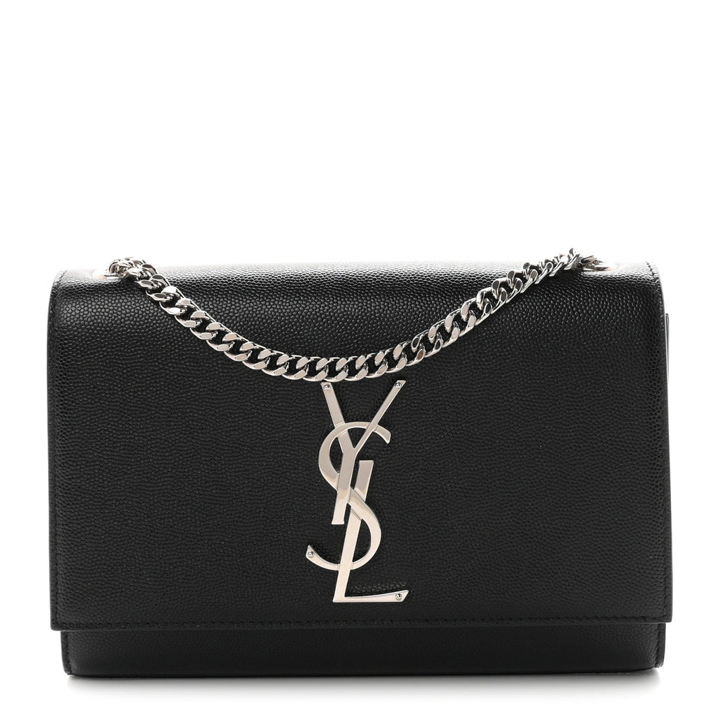 Saint Laurent Grain De Poudre Small Classic Monogram Kate Satchel Black