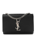 Saint Laurent Grain De Poudre Small Classic Monogram Kate Satchel Black