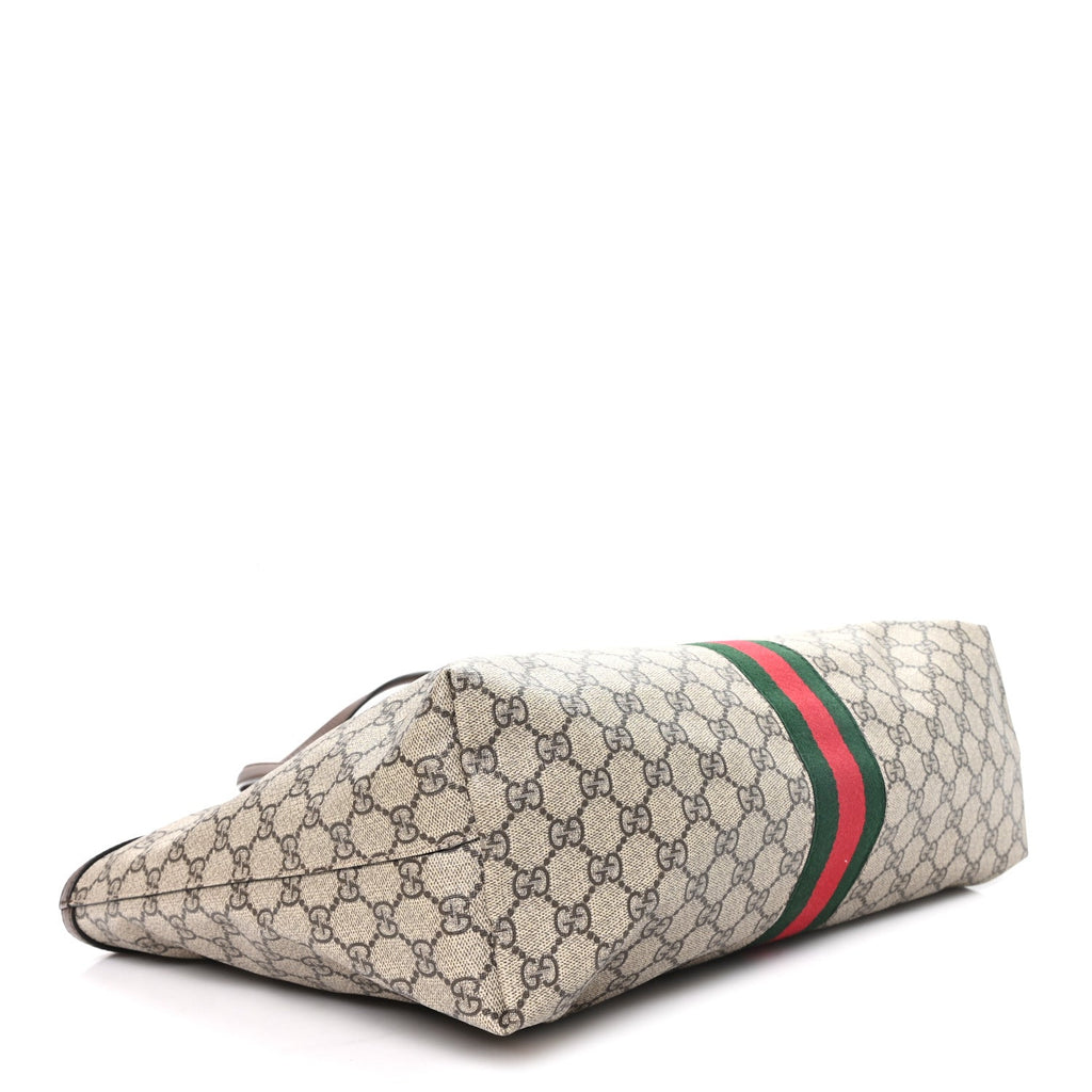 Gucci GG Supreme Monogram Medium Ophidia Shopping Tote Brown