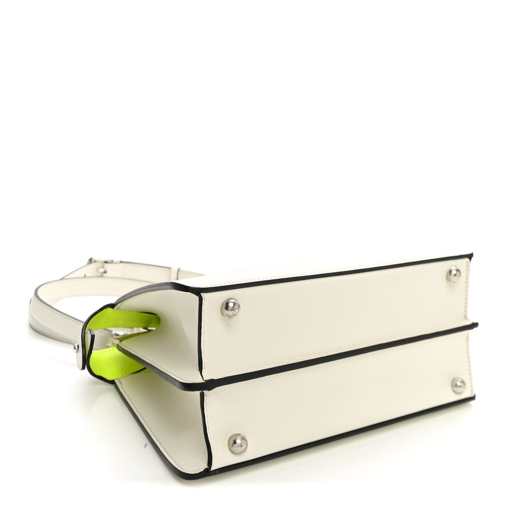 Fendi Vitello Seta Nappa Bi-Color Small Peekaboo I SEE U Satchel White Ice Yellow Fluo