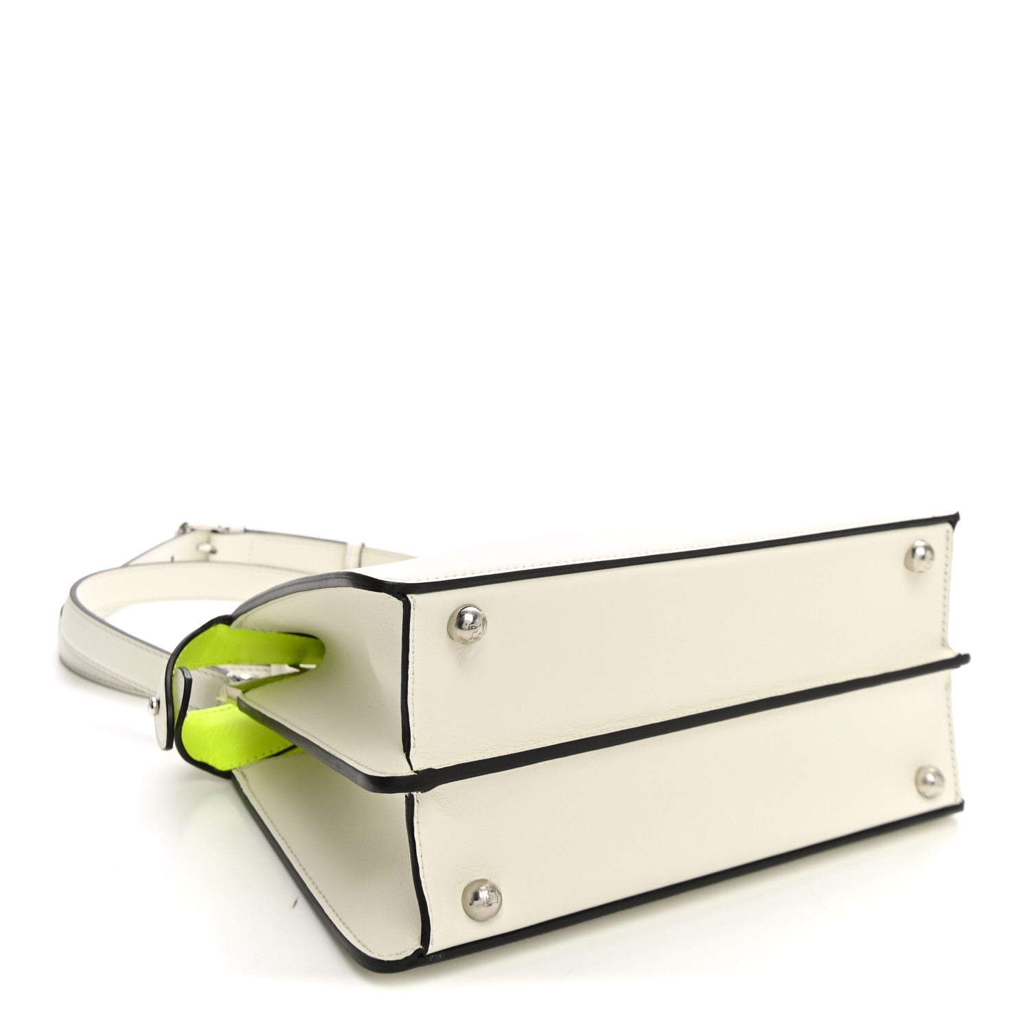 Fendi Vitello Seta Nappa Bi-Color Small Peekaboo I SEE U Satchel White Ice Yellow Fluo