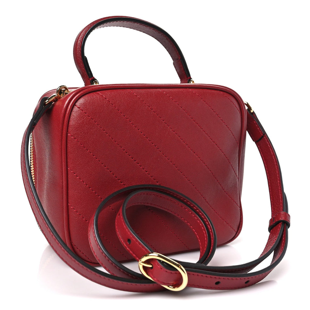 Gucci Sakai Be Green Calfskin Diagonal Stitched Blondie Top Handle Bag Rosso