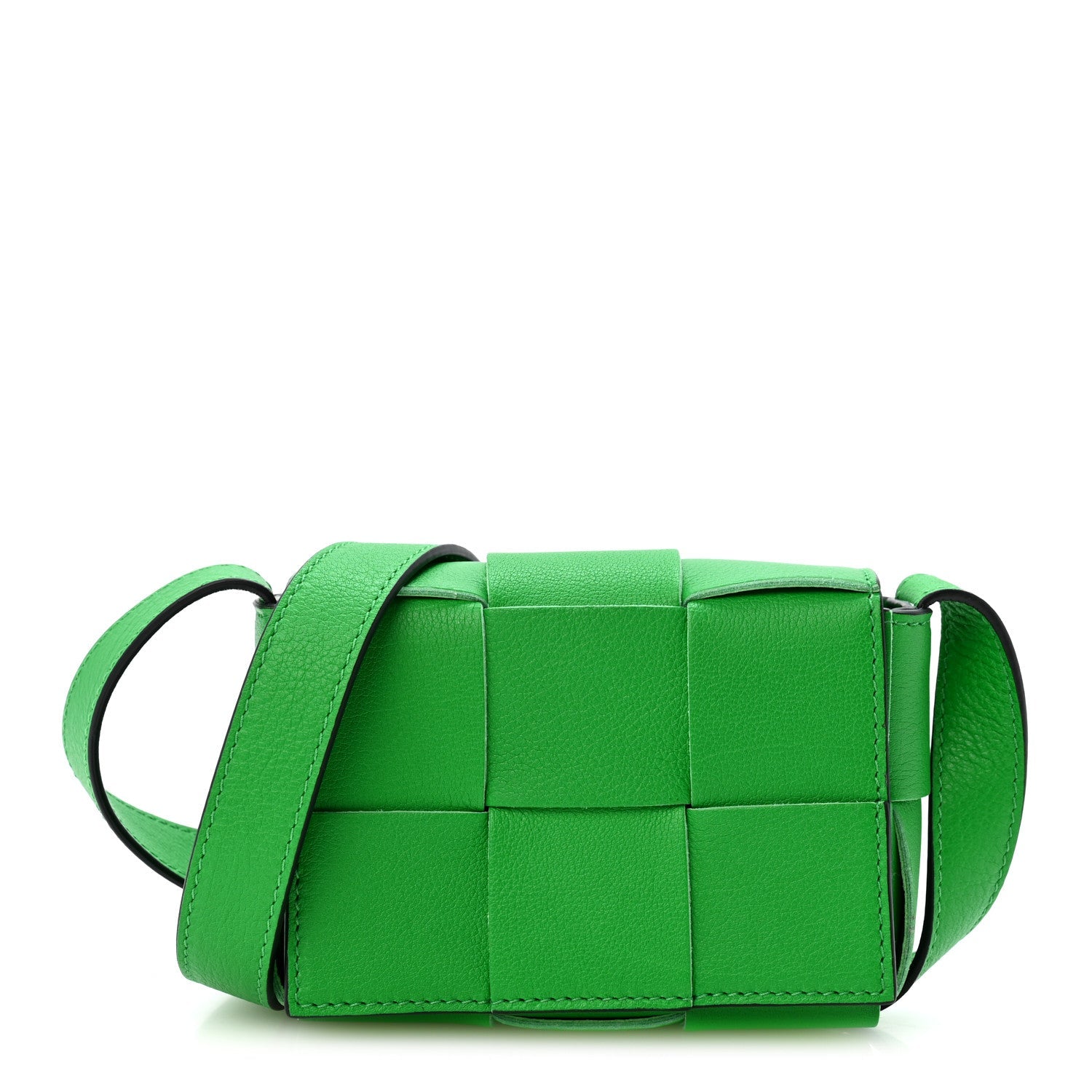 Bottega Veneta Lambskin Maxi Intrecciato Extra Mini Cassette Crossbody Bag Parakeet
