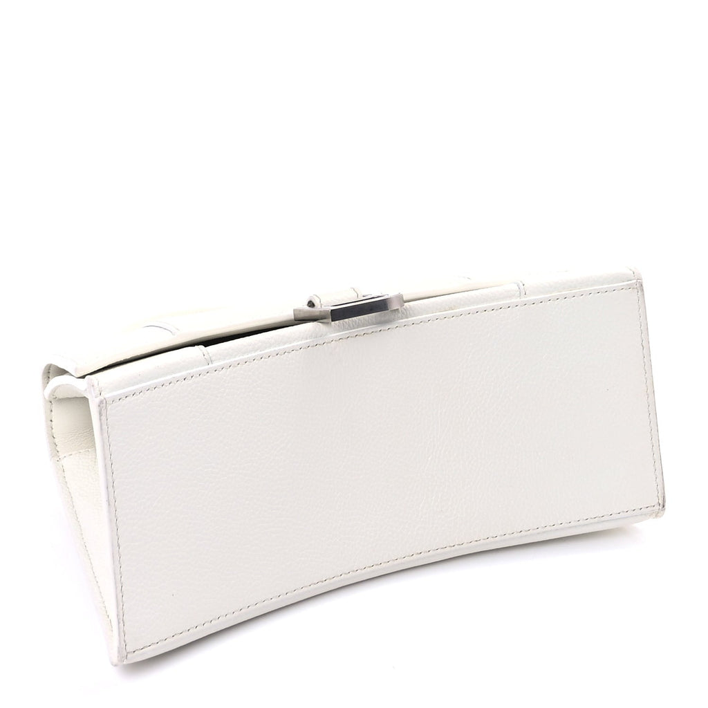 Balenciaga Grained Calfskin Small Hourglass Top Handle Bag White