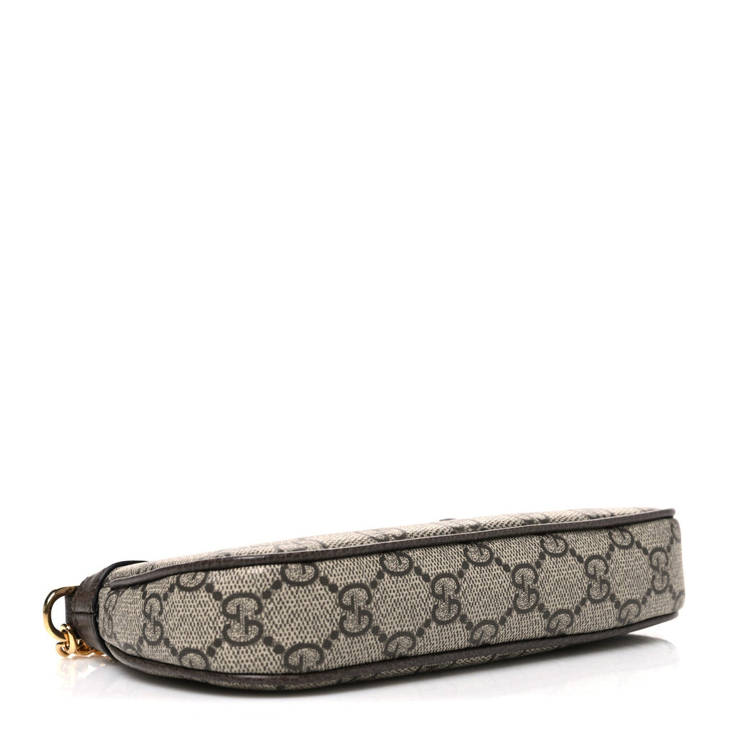 Gucci GG Supreme Monogram Textured Dollar Calfskin Mini Ophidia Chain Bag Beige Ebony