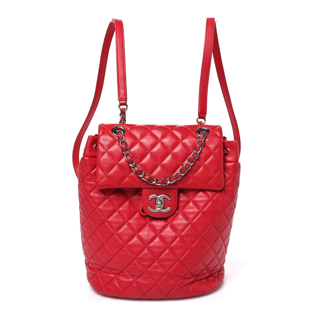 Chanel Lambskin Quilted Small Urban Spirit Backpack Dark Pink front view