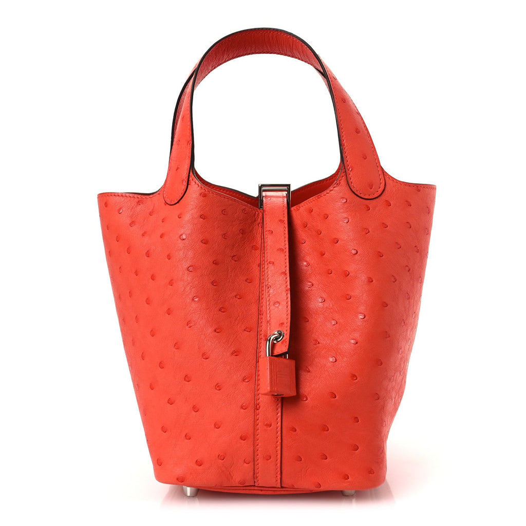 Hermès Ostrich Picotin Lock 18 Capucine