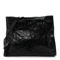 Saint Laurent Crinkled Calfskin Matelasse Monogram Medium Niki Shopper Tote Black