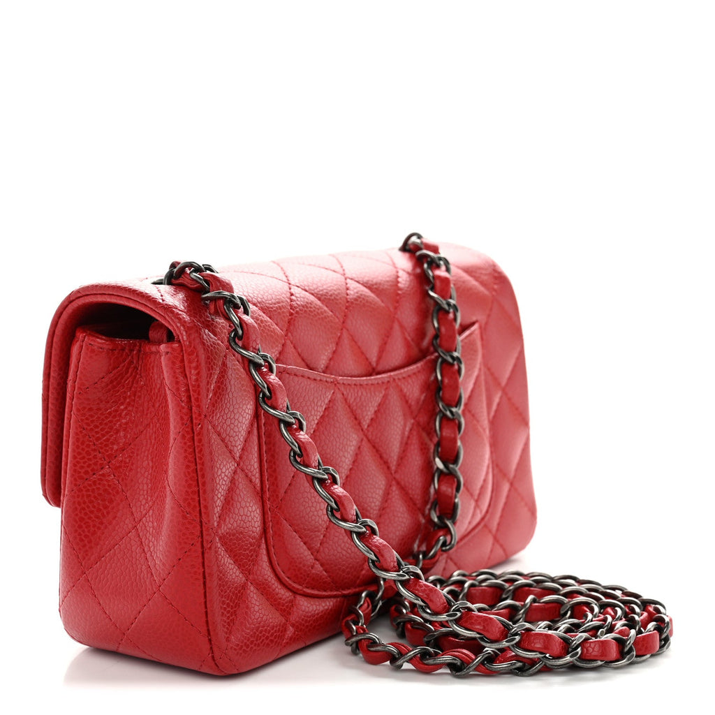 Chanel Caviar Quilted Mini Rectangular Flap Red