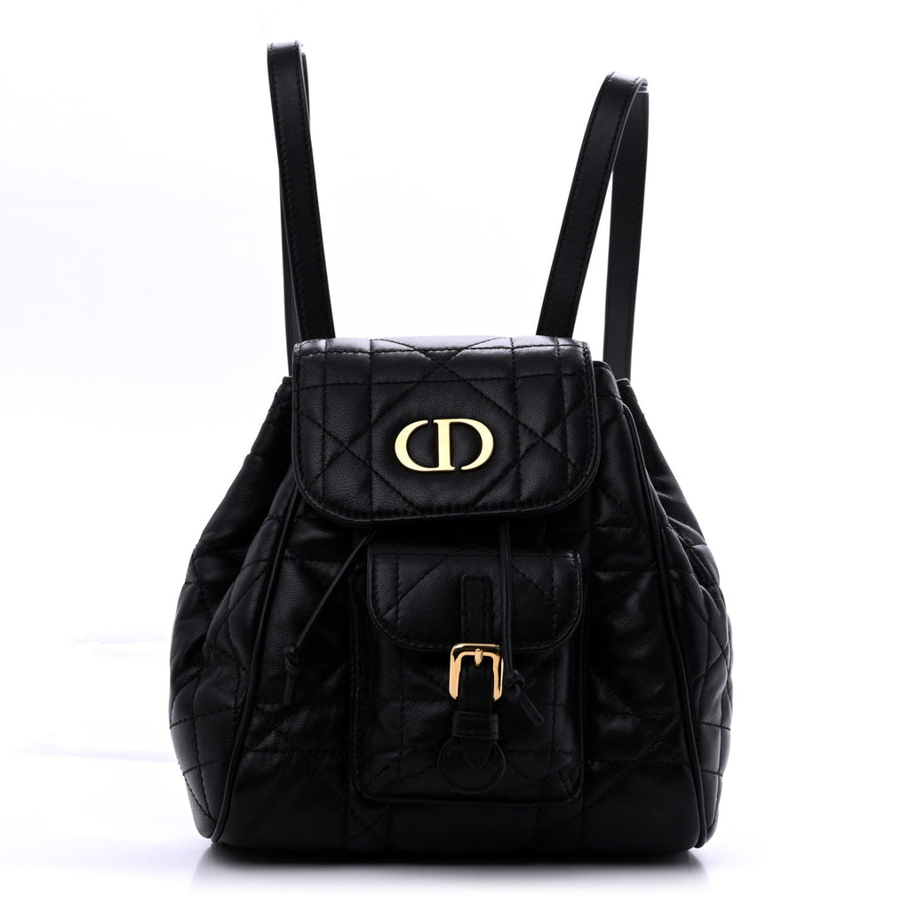 Dior Lambskin Macrocannage Small Caro Backpack Black