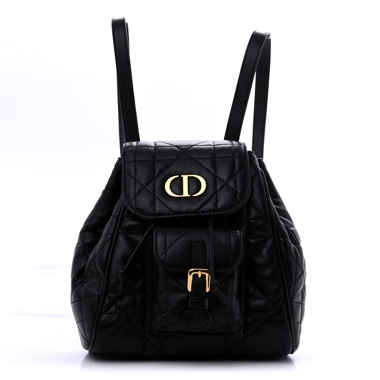 Dior Lambskin Macrocannage Small Caro Backpack Black