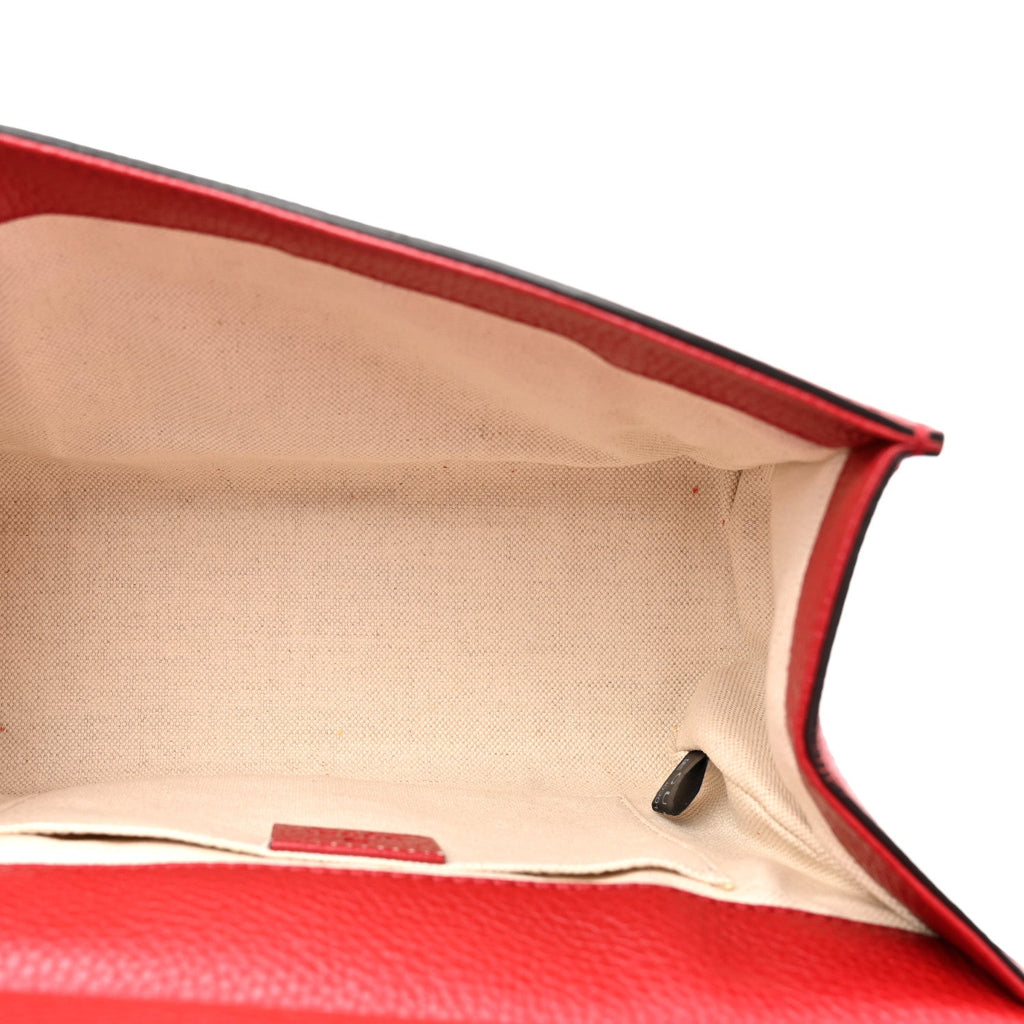 Gucci Cellarius Calfskin Mini GG Marmont Top Handle Bag Vulcanic Red