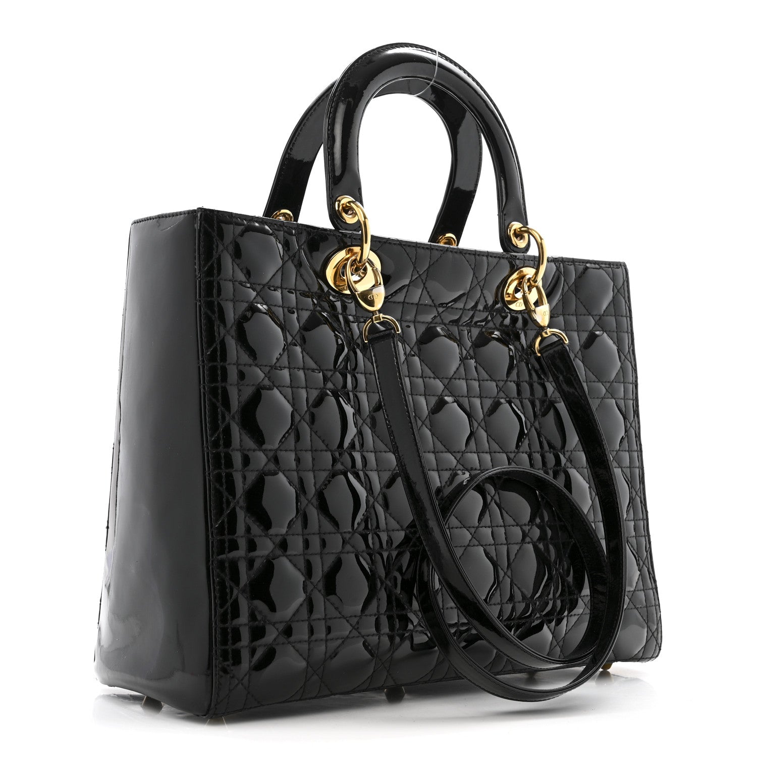 Dior Patent Cannage Large Lady Dior Black