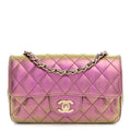 Chanel Iridescent Lambskin Quilted Mini Rectangular Flap Purple