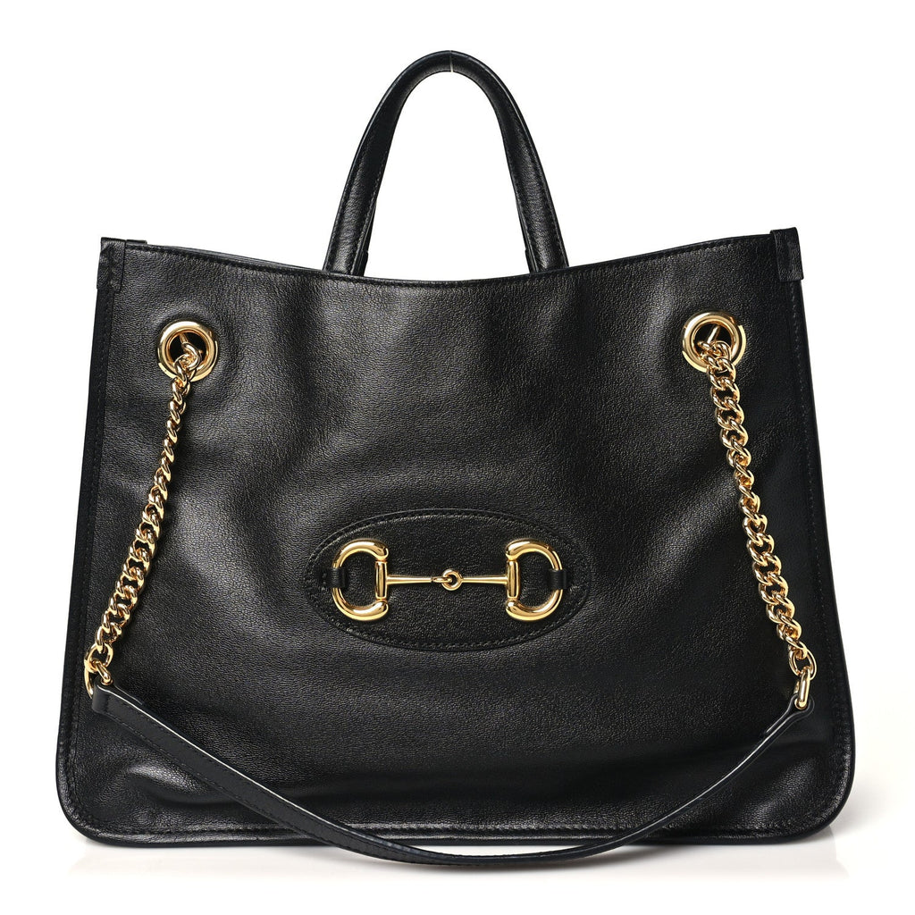 Gucci New Sakai Calfskin Lux Medium Horsebit 1955 Tote Bag Black