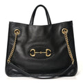 Gucci New Sakai Calfskin Lux Medium Horsebit 1955 Tote Bag Black