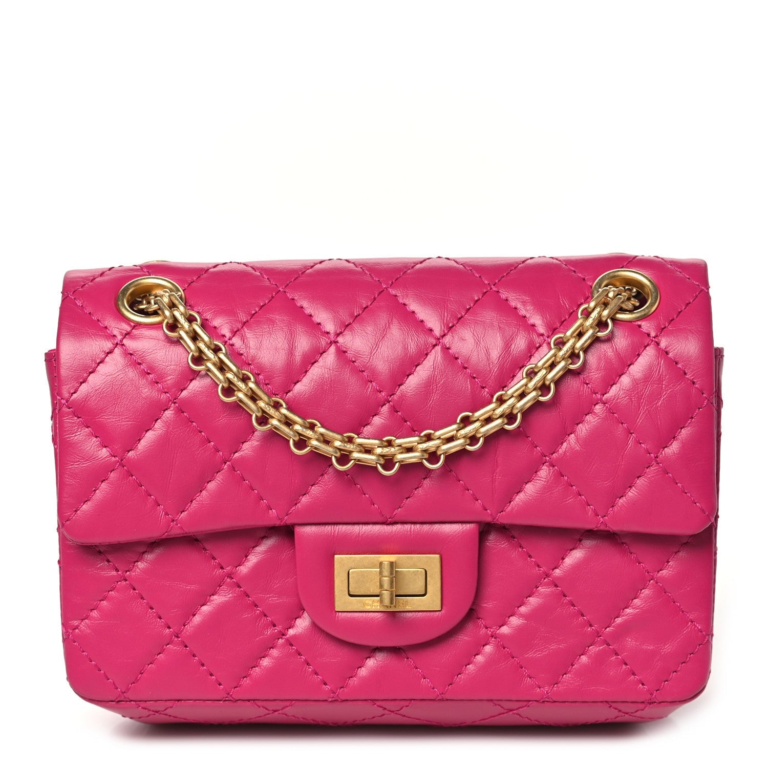 Chanel Aged Calfskin Quilted 2.55 Reissue Mini Flap Fuchsia