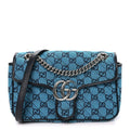 Gucci Monogram Multicolor Matelasse Diagonal Small GG Marmont Shoulder Bag Light Blue