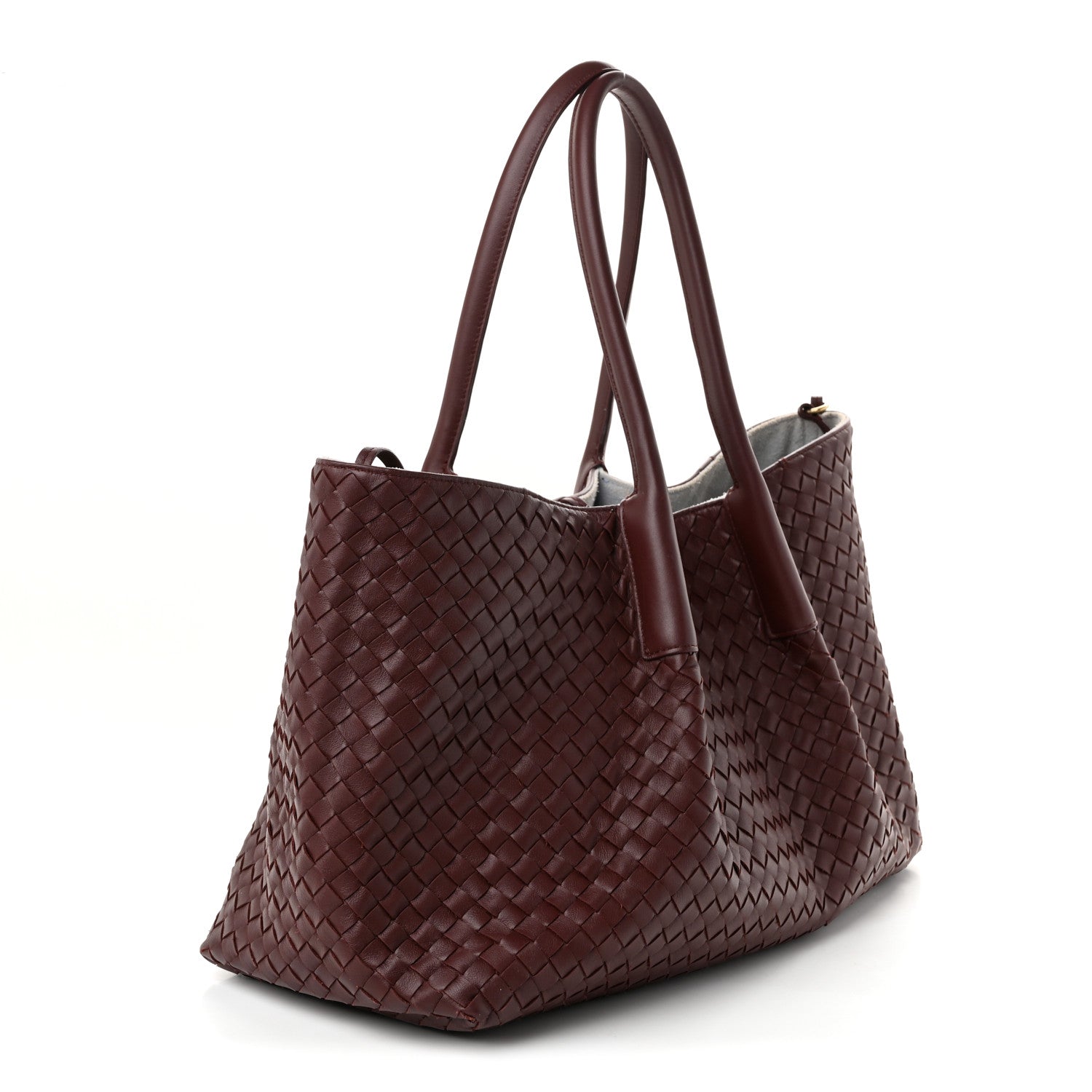 Bottega Veneta Calfskin Intrecciato Pinacoteca Reversible Tote Madder Brown Lunar