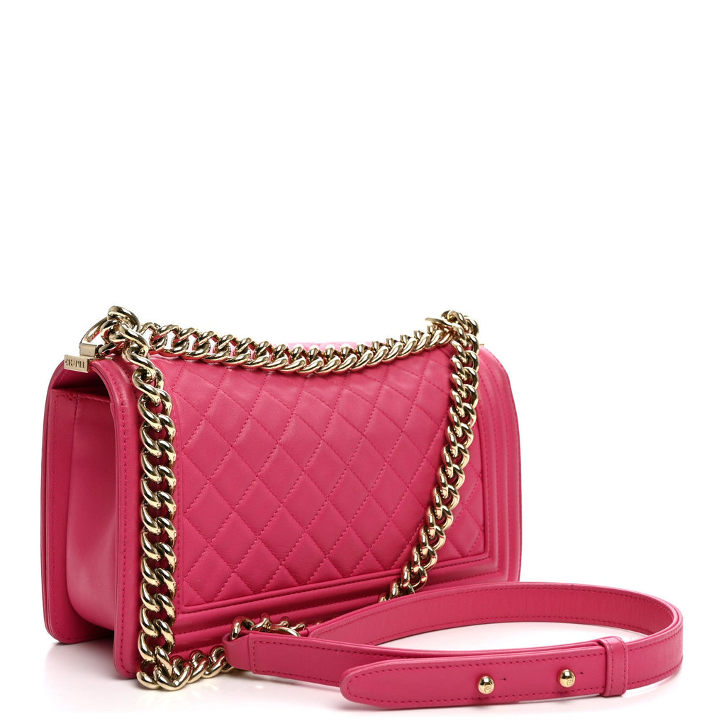 Chanel Lambskin Quilted Medium Boy Flap Pink