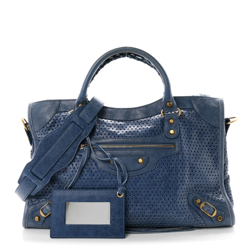 Balenciaga Agneau Classic Gold Hardware Perforated Dot City Atlantique
