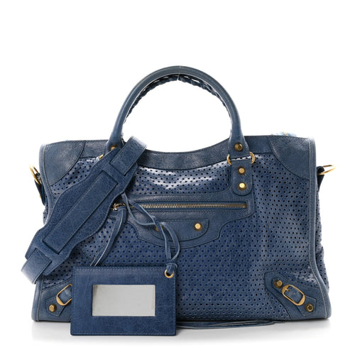 Balenciaga Agneau Classic Gold Hardware Perforated Dot City Atlantique