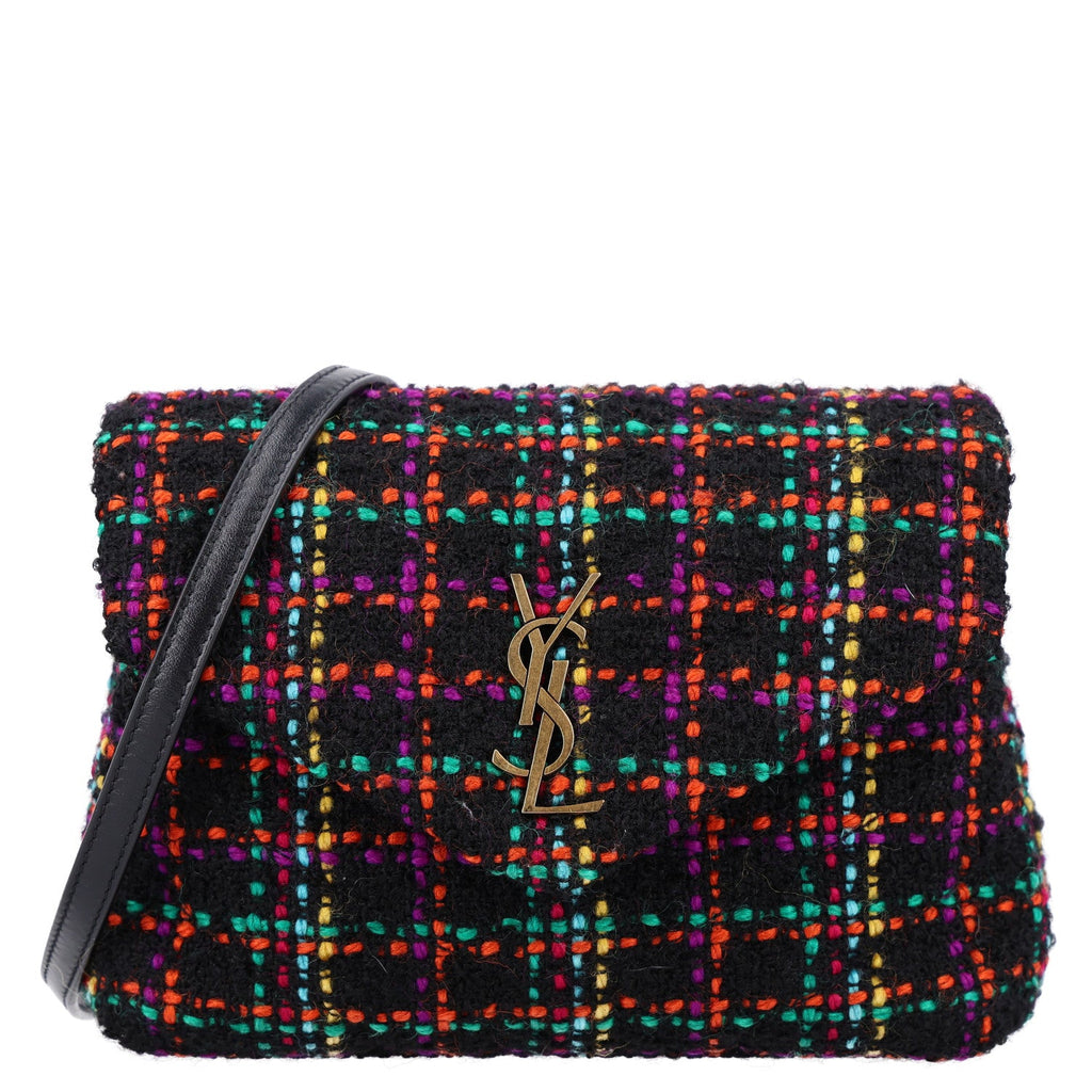 Saint Laurent Tweed Toy Loulou Shoulder Bag Black